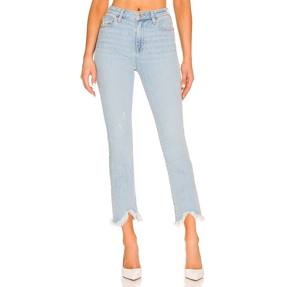 Jonathan Simkhai High-Rise Distressed Stretch River Straight Leg Denim 28 NWT